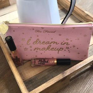 Too Faced Melted Latex Lip Gloss and bag combo